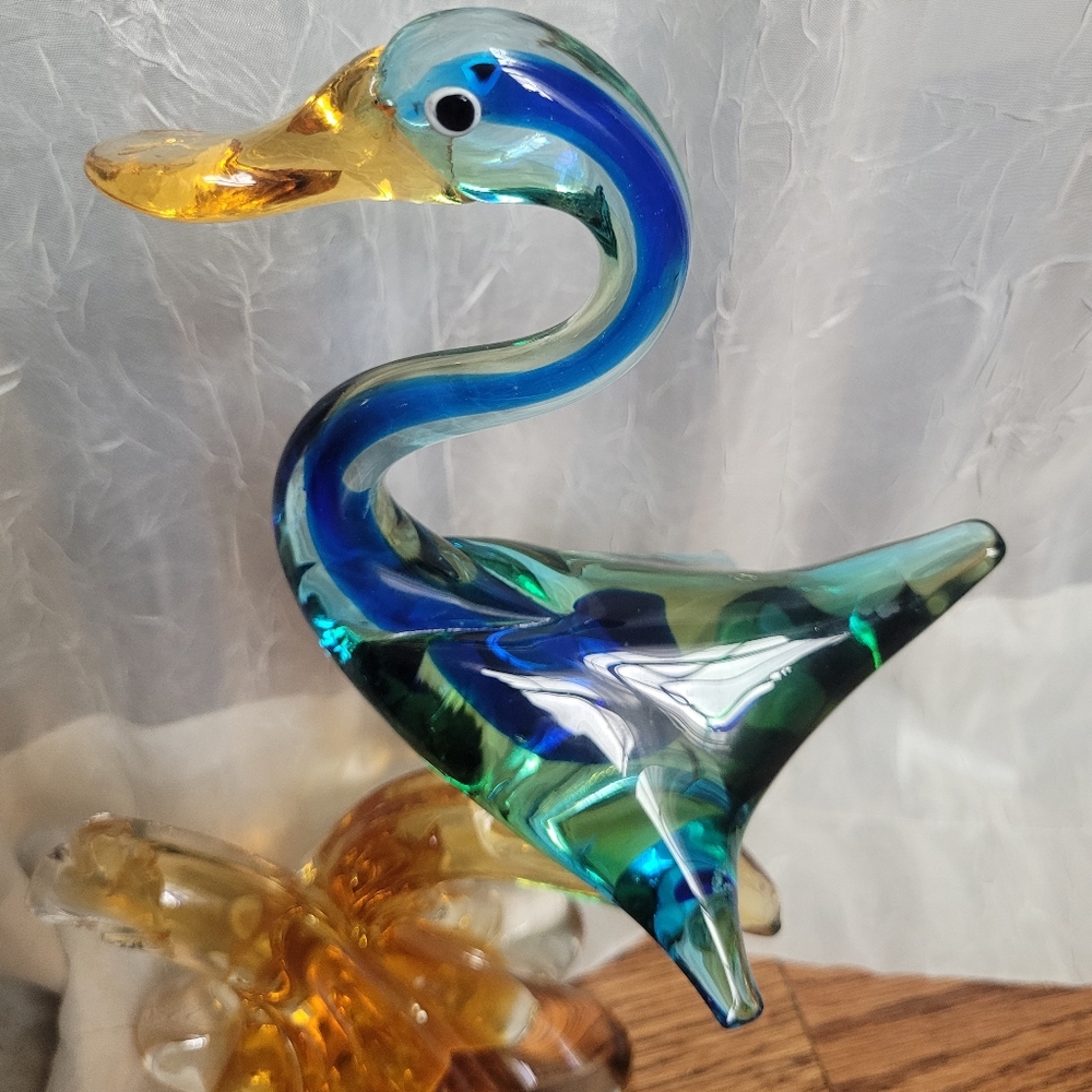 Murano MCM Vintage Glass Duck Swan Bird Art Glass Sculpture